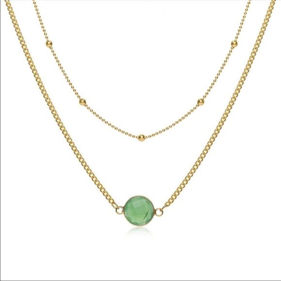 Fashion Jewelry Jewelry - Necklace Double Layered Green stone Zinc Alloy Rhinestone Cutest + Ipsy bag